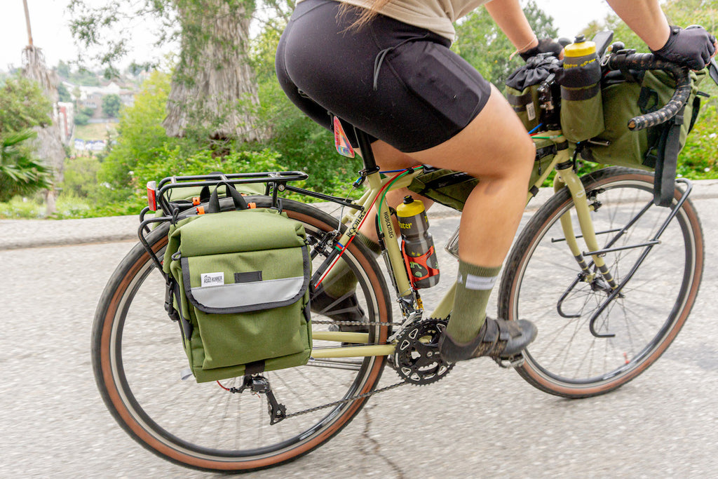 Anywhere Panniers in Olive for Commuting