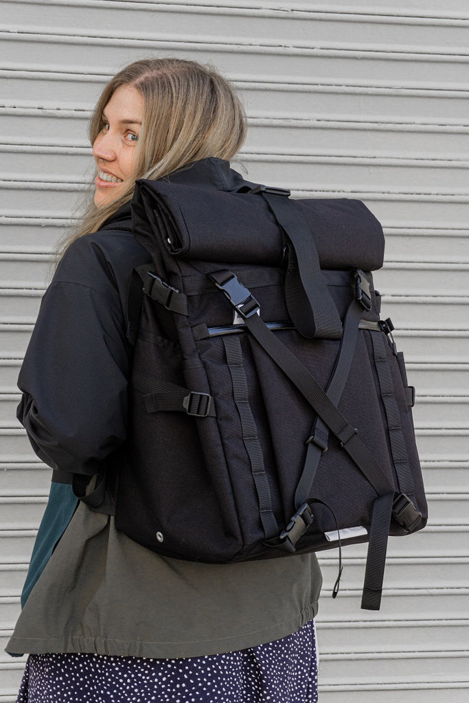 Americano Courier Backpack in Black Cordura