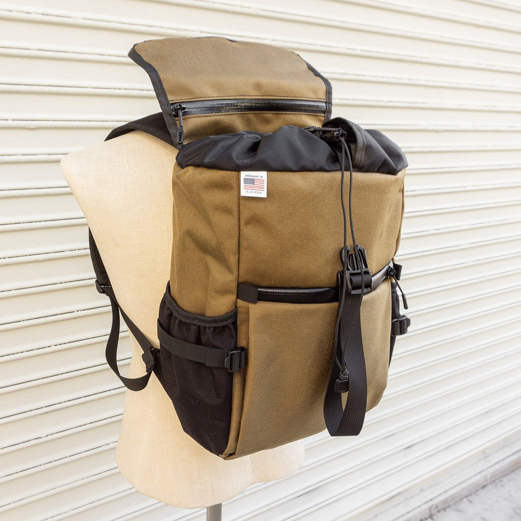 Slacker Day Pack by Road Runner Bags in Coyote Cordura Hidden Zipper Lid